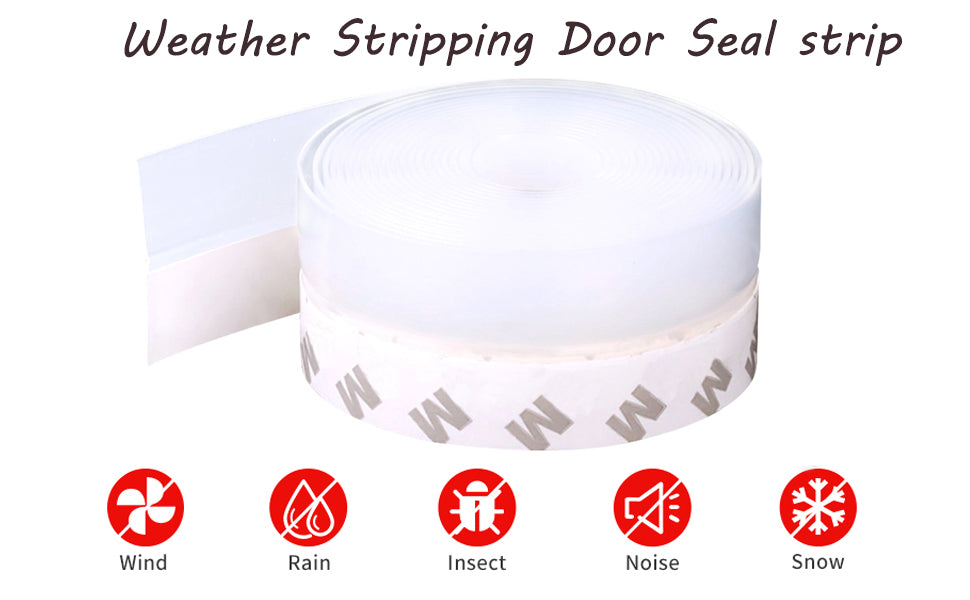 Silicone Adhesive 3 Meter Door Gap Seal Strip Weather Sealing Bottom Door Tape Waterproof Insects dust, Stop air, soundproof Window Sealing Door Draft Stopper