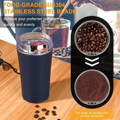 Portable Electric Coffee Grinder Spice & Coffee Bean Grinder Stainless Steel 4 Blade Mixer Grinder for Masala & Herb Push Button Control Durable Grinding Machine for Dry Item