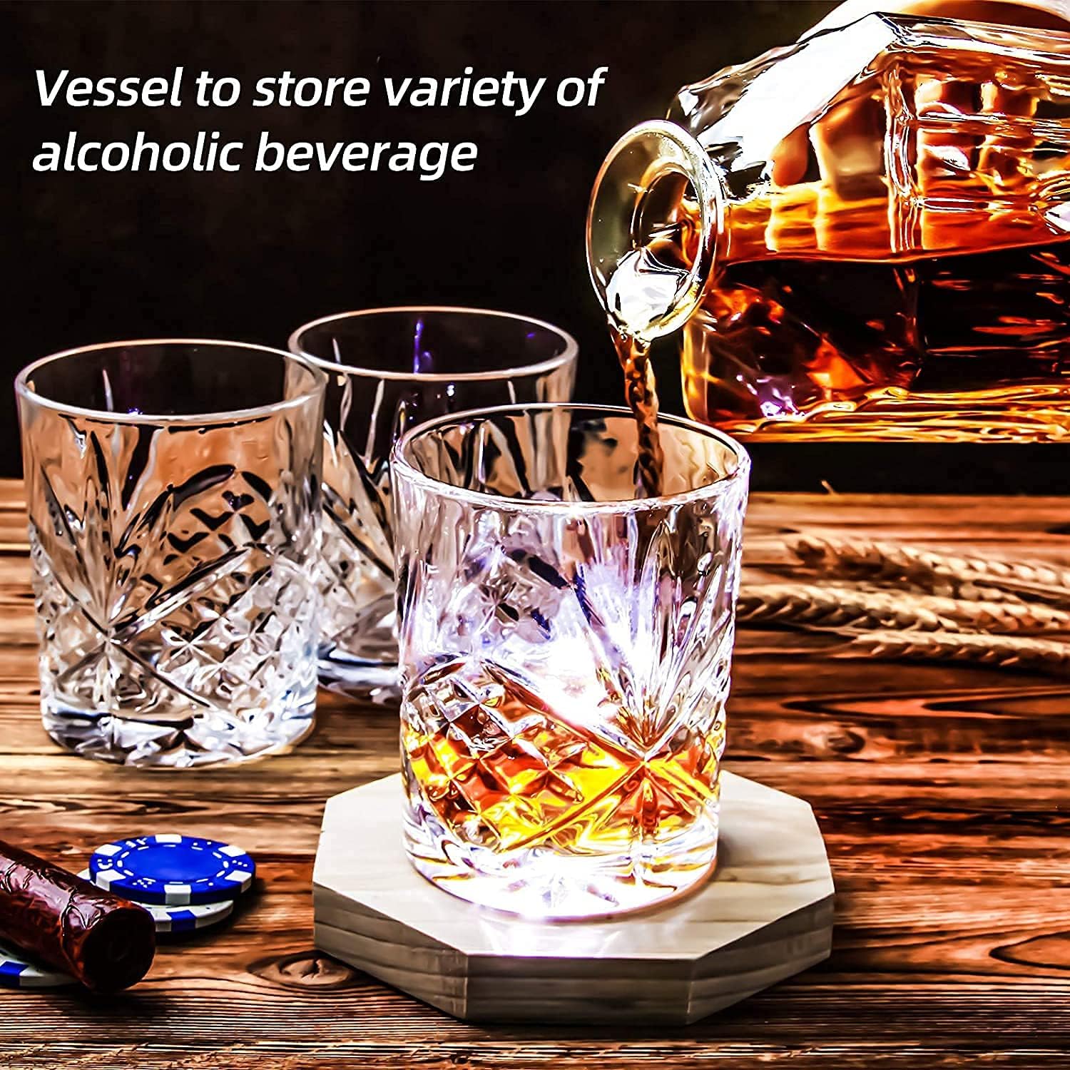 1 Litre Whiskey Bottle Decanter for Whisky Scotch, Liquor, Vodka, Wine or Bourbon | Irish Cut | Food Grade Bpa Free | Airtight Cap with Silicon Grip (1000 ML Wine Decanter)
