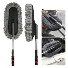 Soft Microfiber Car Duster Brush with Extendable Handle Wet & Dry Scratch Free Surface Cleaner Multipurpose Kitchen Vehicle Dust Cleaning Accessory (Big)