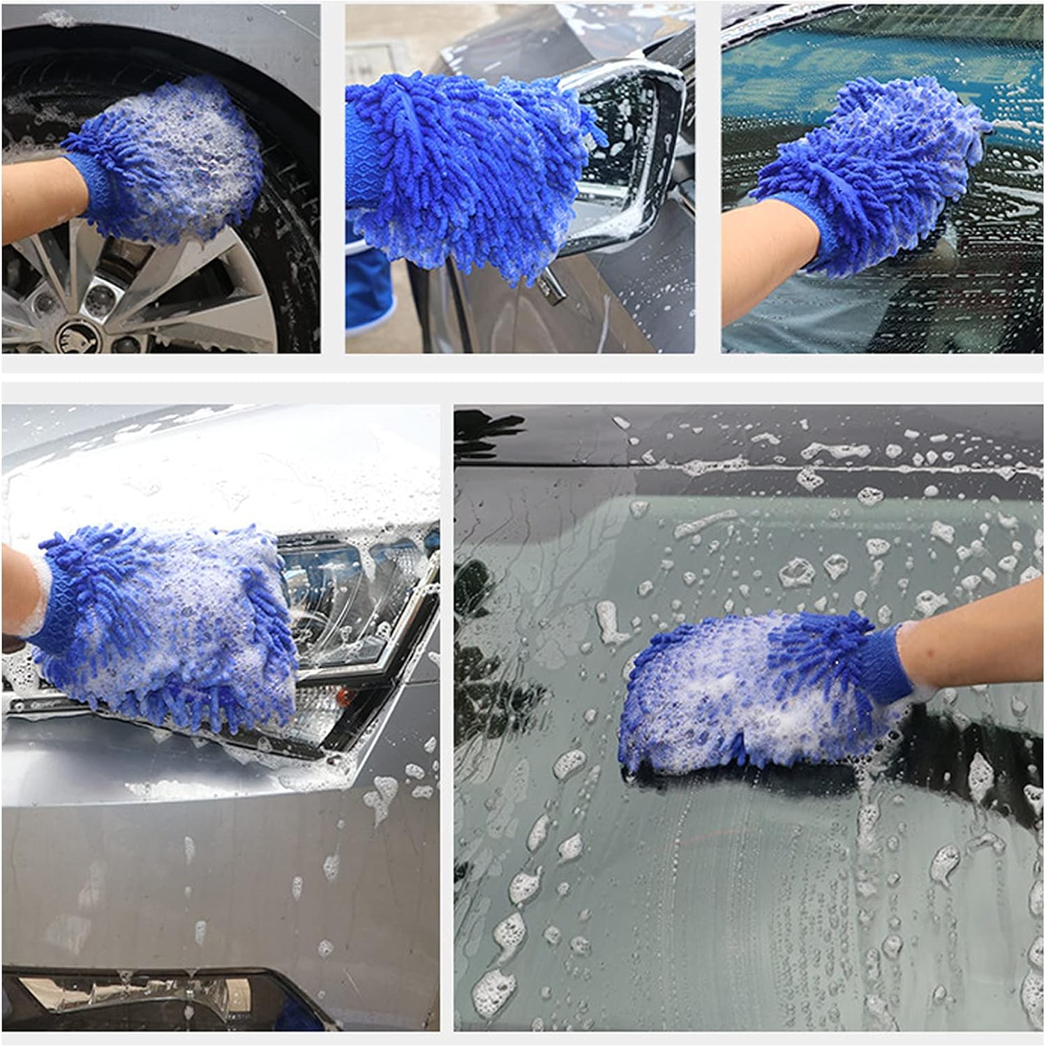 5 PCS Microfiber Duster Kit - Interior & Exterior Cleaning Tool Pollen Removing Extendable Long Handle Duster for Bike & Motorcycle Accessories with 2 Cleaning Tablet Free (5)