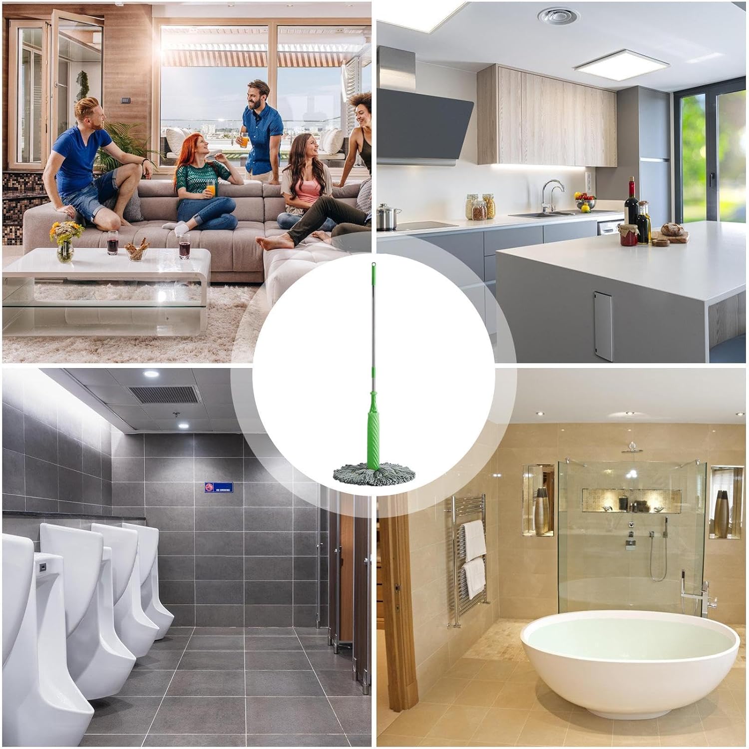 2 in 1 Dehydrated Floor Cleaning Mop Self-Wringing 360 Rotatable Adjustable Microfiber Wet and Dry Mop for Bathroom/Offfice/Home/Outdoor