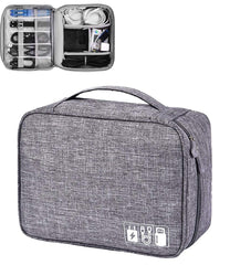 Gadget Organizer Electronics Accessories Organizer Bag, Universal Carry Travel Gadget Bag for Cables, Plug and More, Perfect Size Fits for Pad Phone Charger Hard Disk (Grey)