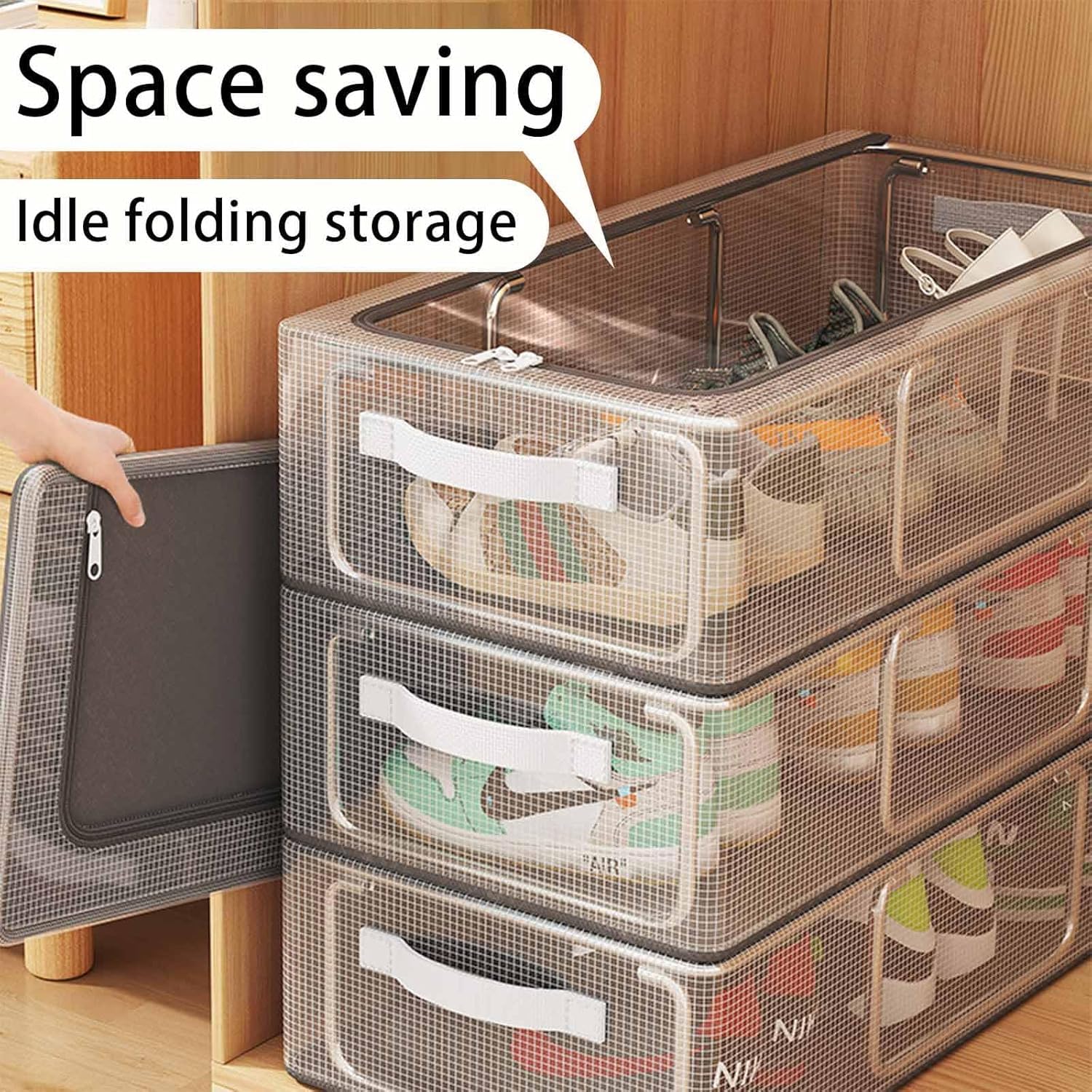 Clear Foldable Shoe Bag | Shoe Box Organizer | Transparent Shoe Rack | Dustproof Shoe Cover | Space-Saving Sneaker Box | Foldable & Easy to Clean | Storage Organizer Rack (1, Big)