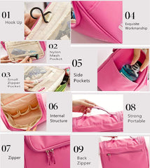 Multifunctional Extra Large Cosmetic Bag with Hook for Travel, Makeup Organiser, Cosmetic Pouch, Household Grooming Kit, Makeup Bag for Women | Assorted color (pink)