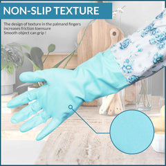 Reusable Rubber Latex Pvc Flock Lined Long Elbow Hand Gloves Safety Kitchen For Dish-Washing,Cleaning,Gardening,Laundry And Sanitation And Lab Work(Blue)(Pack of 1 Pair Blue And 1 Pair Pink)