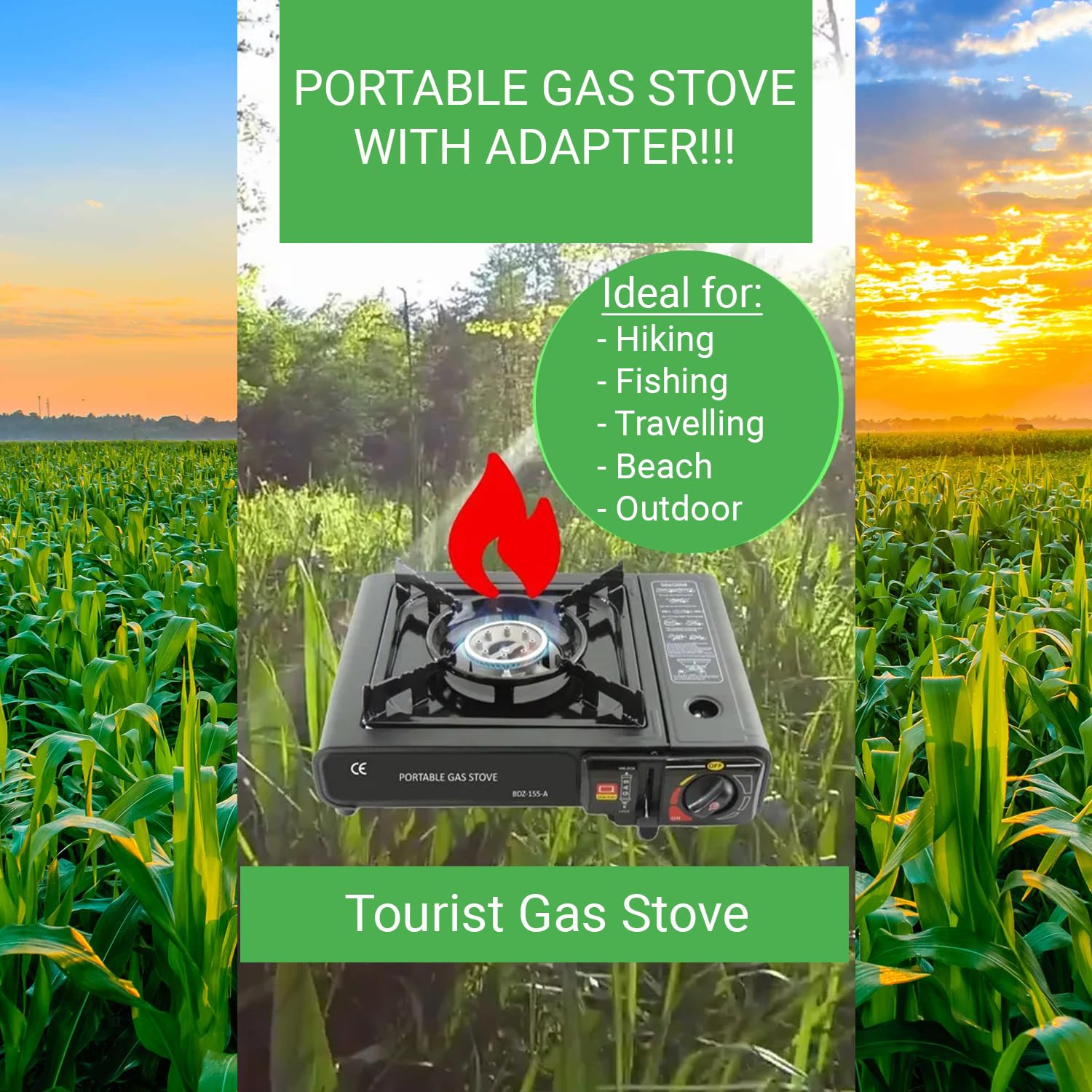 2 In 1 Portable Gas Stove Portable Gas Stove Cooking Gas burner with Carrying Case for Outdoor Camping Hiking Trekking
