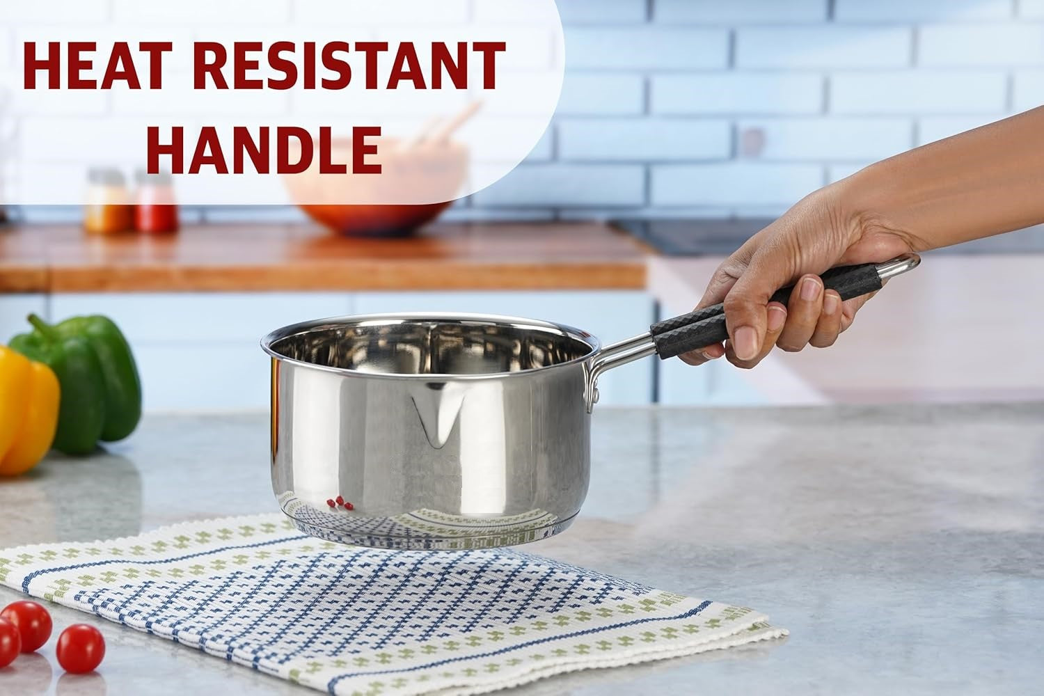 Heavy Gauge Stainless Steel Sauce Pan, Tea Pan, Milk Pan Pot Tapeli Patila Milk Boiler Induction & Gas Compatible Heat-Resistant Bakelite Handle (Silver 1.5 Litre)