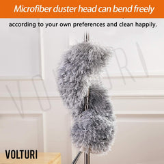 Microfiber Feather Duster Bendable & Extendable Fan Cleaning Duster with 100 inches Expandable Pole Handle Washable Duster for High Ceiling Fans,Window Blinds, Furniture