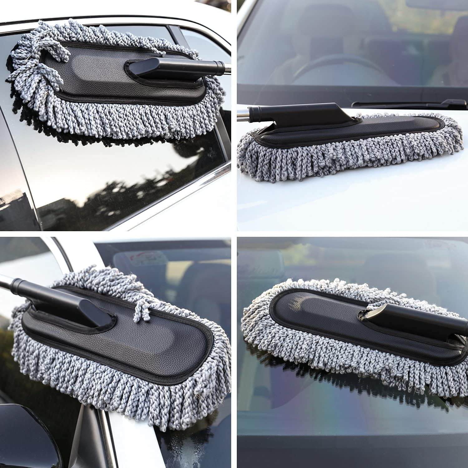 5 PCS Microfiber Duster Kit - Interior & Exterior Cleaning Tool Pollen Removing Extendable Long Handle Duster for Bike & Motorcycle Accessories with 2 Cleaning Tablet Free (5)