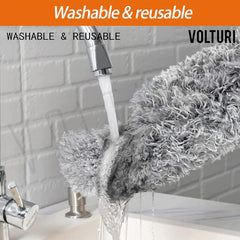 Microfiber Feather Duster Bendable & Extendable Fan Cleaning Duster with 100 inches Expandable Pole Handle Washable Duster for High Ceiling Fans,Window Blinds, Furniture