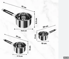 Heavy Stainless Steel Combo Milk Pan/Sauce Pan/Tea PAN/Stainless Steel Sauce Pan, Milk Pan Bhagona 3 pcs (Silver)