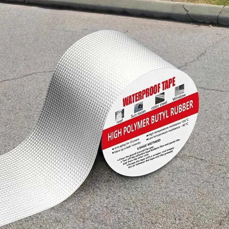 Aluminum Foil Waterproof Leakage Repair Tape for Surface Crack, Roof, Pipe Strong Adhesive Sealing Butyl Rubber Tape (2 inch, 5cm)