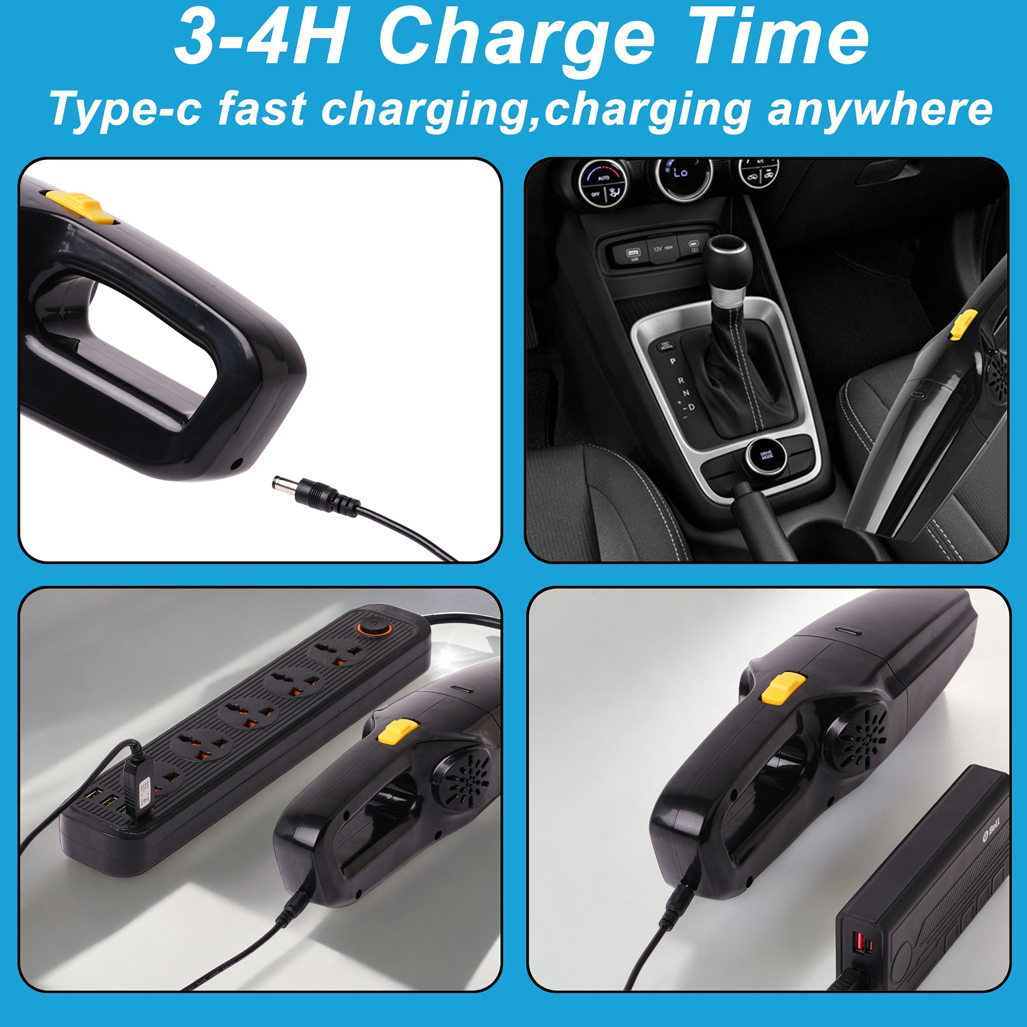 Cordless Vacuum for Home and Car 800W for Dry Vacuuming with USB Rechargeable Wireless Option (MoonBlack)
