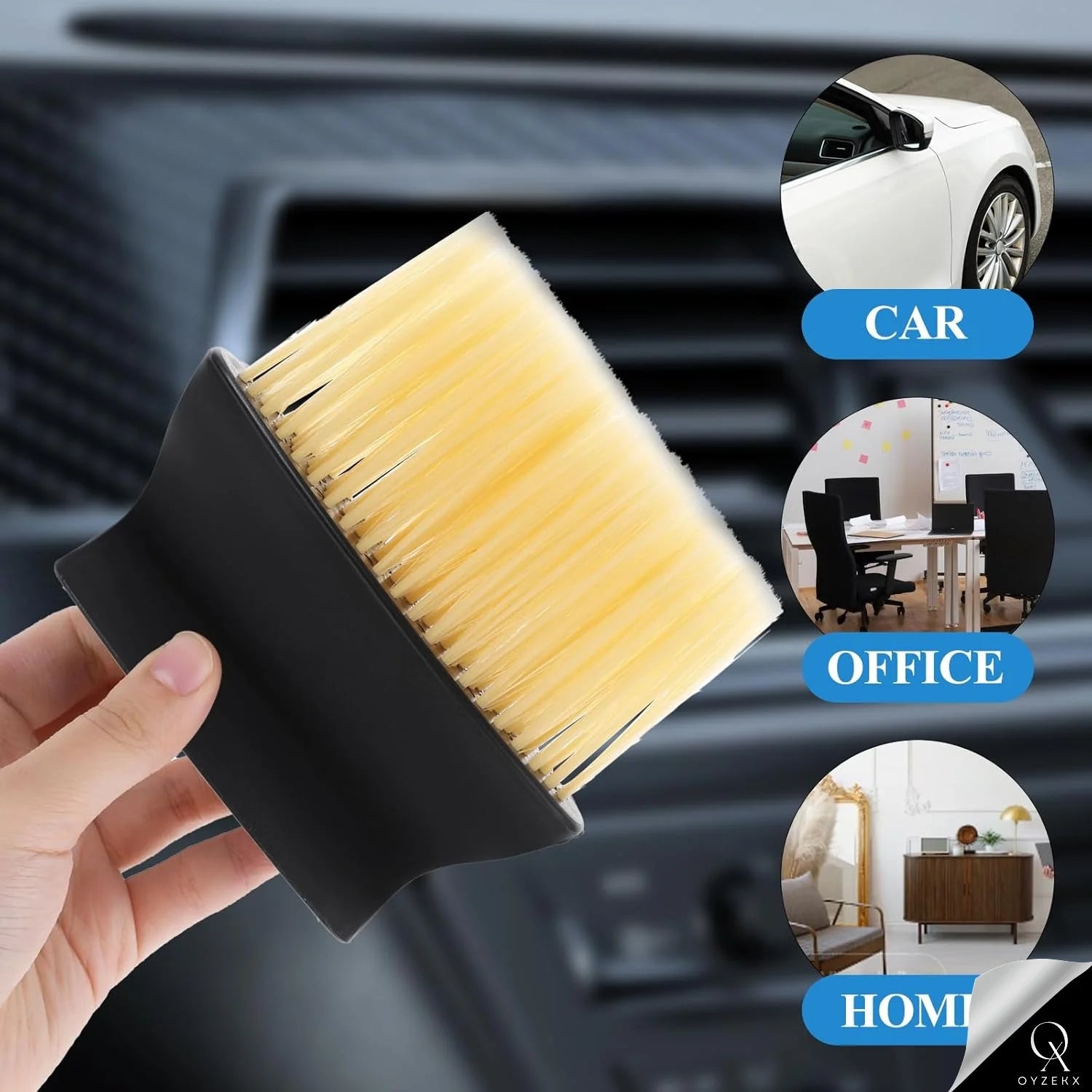 OyzekX Car Interior Cleaning Brush | AC Vent Brush | Scratch Free Car Duster | Multifunctional Car Brush for Cleaning Car Interior, PC, Laptop, Keyboard (Big Brush)