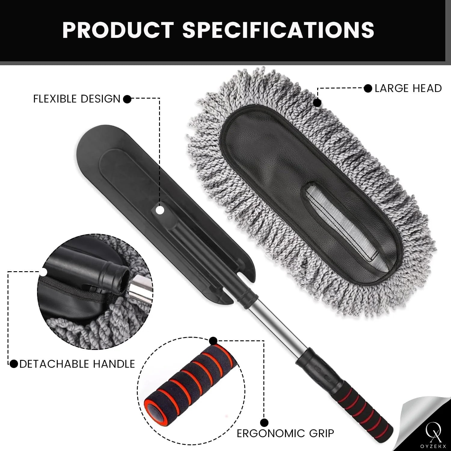 OyzekX Car Interior Cleaning Brush | AC Vent Brush | Scratch Free Car Duster | Multifunctional Car Brush for Cleaning Car Interior, PC, Laptop, Keyboard (Big Duster)