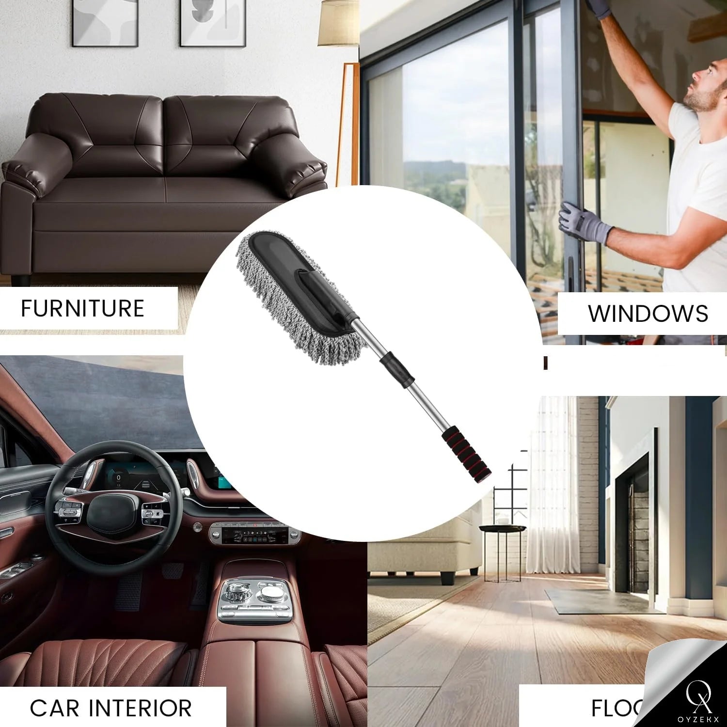 OyzekX Car Interior Cleaning Brush | AC Vent Brush | Scratch Free Car Duster | Multifunctional Car Brush for Cleaning Car Interior, PC, Laptop, Keyboard (Big Duster)