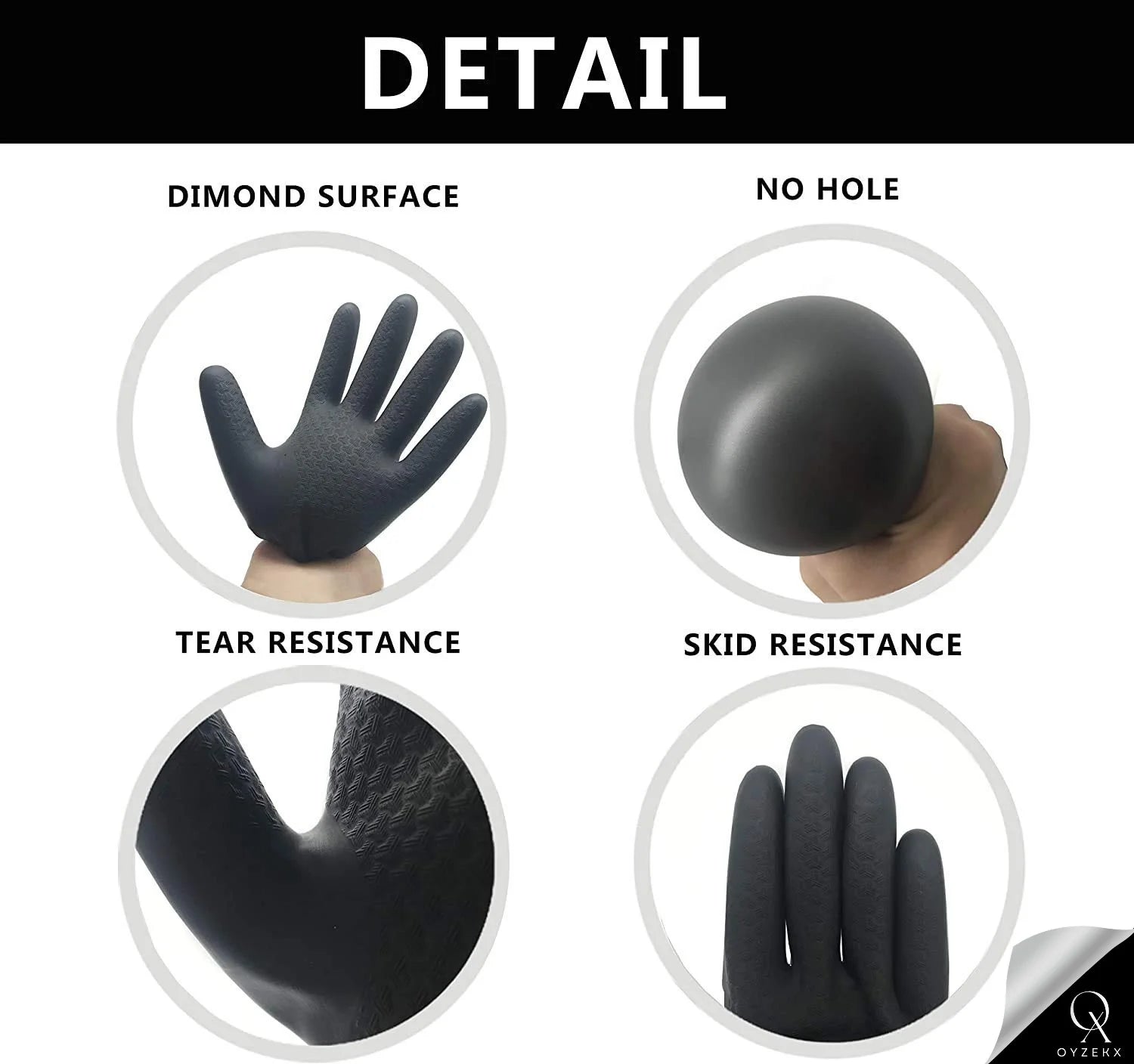 OyzekX Rubber Cleaning Gloves | Reusable Gloves for Cleaning | Chemicals & Detergents Resistant | Pack of 2 |Heavy Duty Hand Gloves|Hand Gloves for Dish Washing, Gardening & Cleaning (Black)