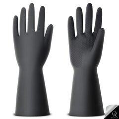 OyzekX Rubber Cleaning Gloves | Reusable Gloves for Cleaning | Chemicals & Detergents Resistant | Pack of 2 |Heavy Duty Hand Gloves|Hand Gloves for Dish Washing, Gardening & Cleaning (Black)