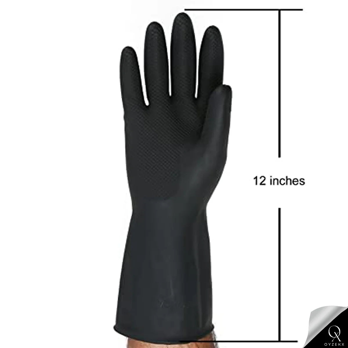 OyzekX Rubber Cleaning Gloves | Reusable Gloves for Cleaning | Chemicals & Detergents Resistant | Pack of 2 |Heavy Duty Hand Gloves|Hand Gloves for Dish Washing, Gardening & Cleaning (Black)
