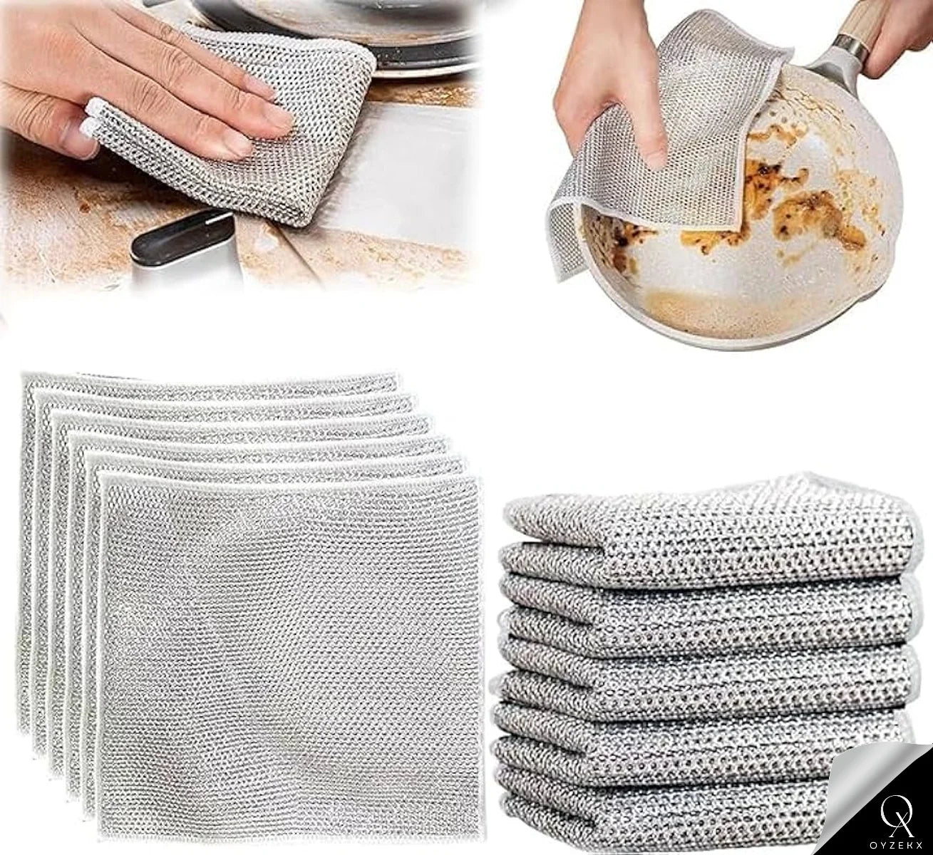 OyzekX Hand Gloves - Rubber gloves for cleaning - Gloves for Washing - Gardening Gloves - Dish Washing Gloves - Kitchen Gloves for Industrial Car Bathroom with 2 pcs cleaning rags (Free) (Blue)