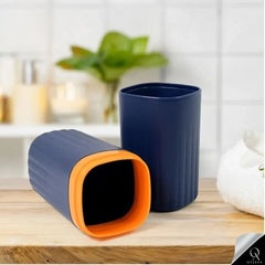 OyzekX Travel Tooth Brush Holder for Bathroom Square Toothbrush Holder for Travel, Portable Toothbrush Case & Tooth Brush Cover Box Organizer for Traveling, Camping, & Business Trips (Blue)