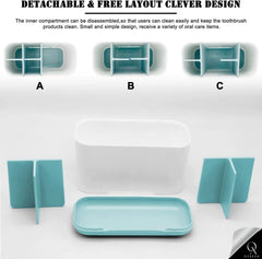 OyzekX Razor Shaving Kit and Toiletries Cosmetics Organizer,Toothbrush Caddy, Bathroom Toothbrush Toothpaste Tube Holders Organizer Container Stand Storage Box for Easy-Store (Blue)