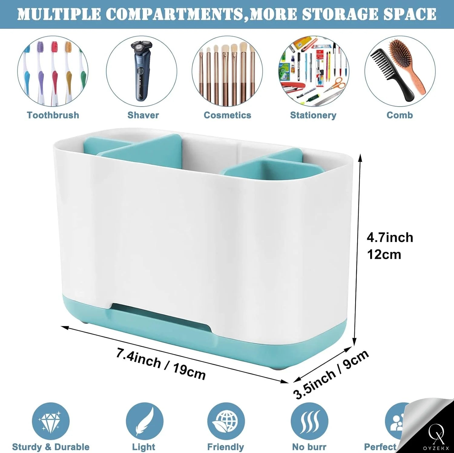 OyzekX Razor Shaving Kit and Toiletries Cosmetics Organizer,Toothbrush Caddy, Bathroom Toothbrush Toothpaste Tube Holders Organizer Container Stand Storage Box for Easy-Store (Blue)