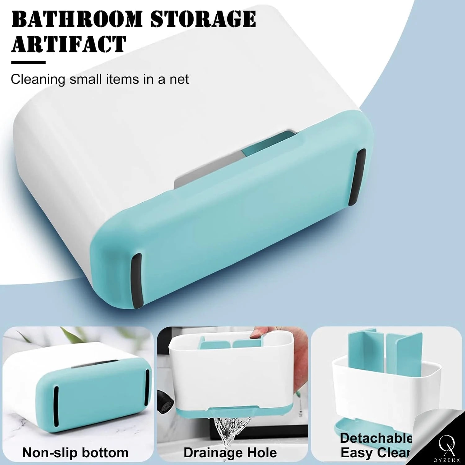 OyzekX Razor Shaving Kit and Toiletries Cosmetics Organizer,Toothbrush Caddy, Bathroom Toothbrush Toothpaste Tube Holders Organizer Container Stand Storage Box for Easy-Store (Blue)