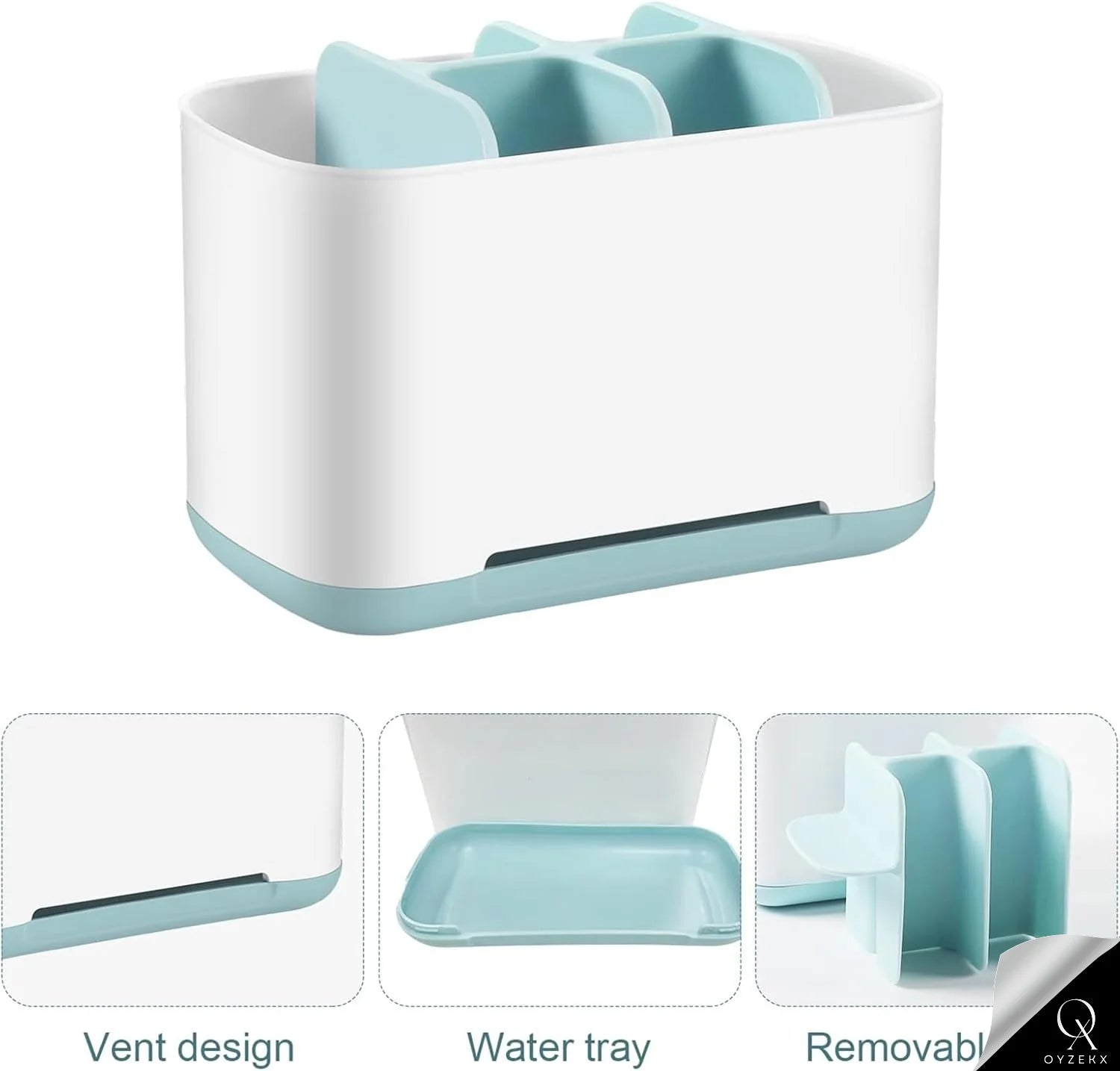 OyzekX Razor Shaving Kit and Toiletries Cosmetics Organizer,Toothbrush Caddy, Bathroom Toothbrush Toothpaste Tube Holders Organizer Container Stand Storage Box for Easy-Store (Blue)