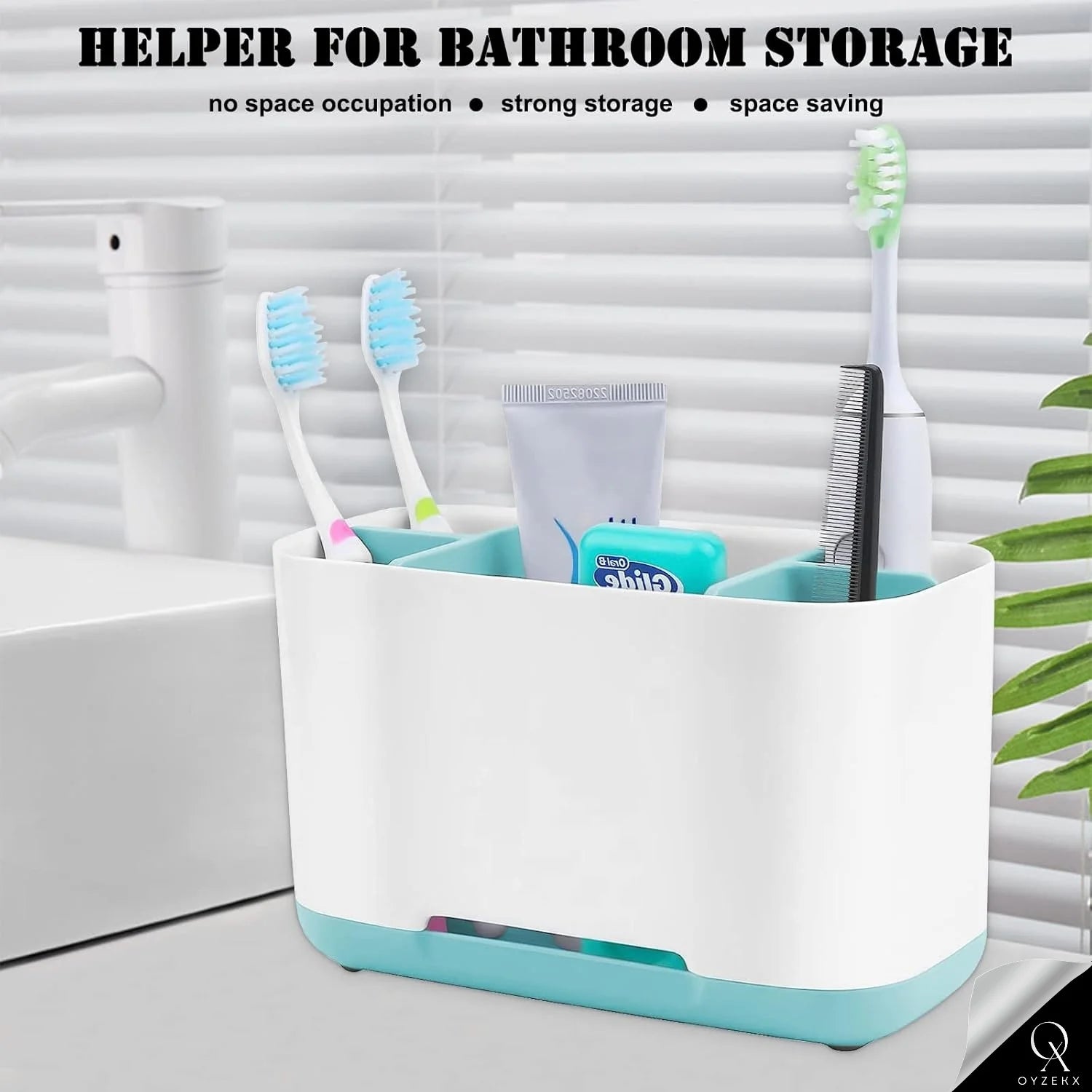 OyzekX Razor Shaving Kit and Toiletries Cosmetics Organizer,Toothbrush Caddy, Bathroom Toothbrush Toothpaste Tube Holders Organizer Container Stand Storage Box for Easy-Store (Blue)