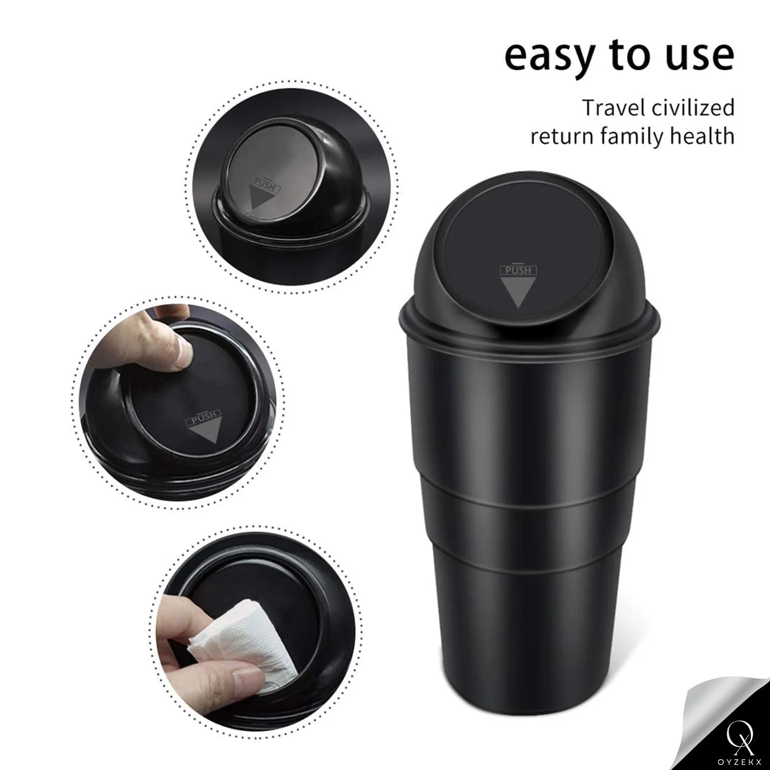 OyzekX Mini Car Dustbin Trash Bin Universal Traveling Portable Useful for All Cars Accessories