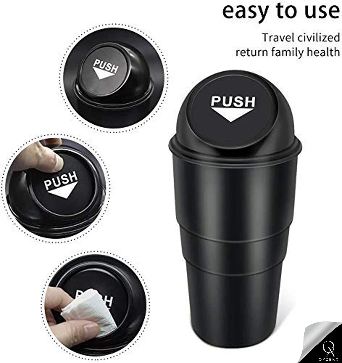 OyzekX Mini Car Dustbin Trash Bin Universal Traveling Portable Useful for All Cars Accessories