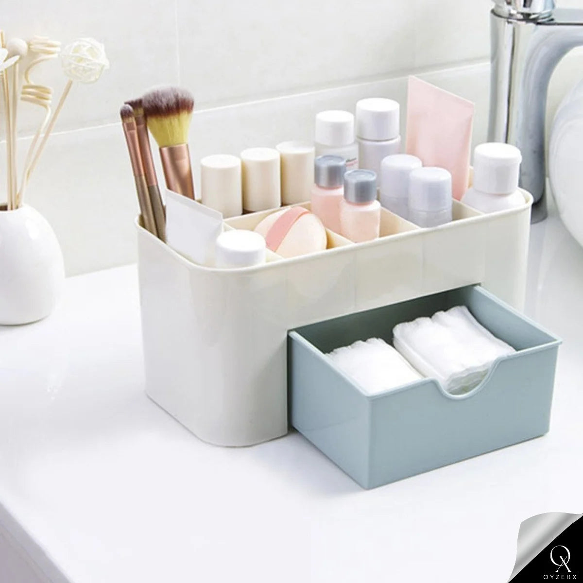 OyzekX Cosmetic Jewelry Organizer Office Storage Drawer Desk Makeup Case Plastic Makeup Brush Box Lipstick Remote Control Holder