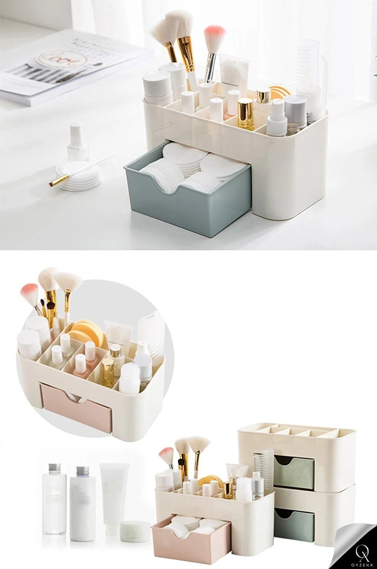 OyzekX Cosmetic Jewelry Organizer Office Storage Drawer Desk Makeup Case Plastic Makeup Brush Box Lipstick Remote Control Holder