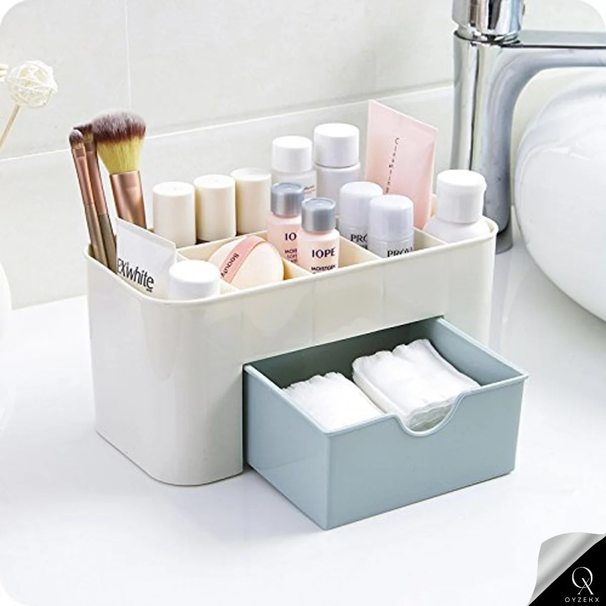 OyzekX Cosmetic Jewelry Organizer Office Storage Drawer Desk Makeup Case Plastic Makeup Brush Box Lipstick Remote Control Holder