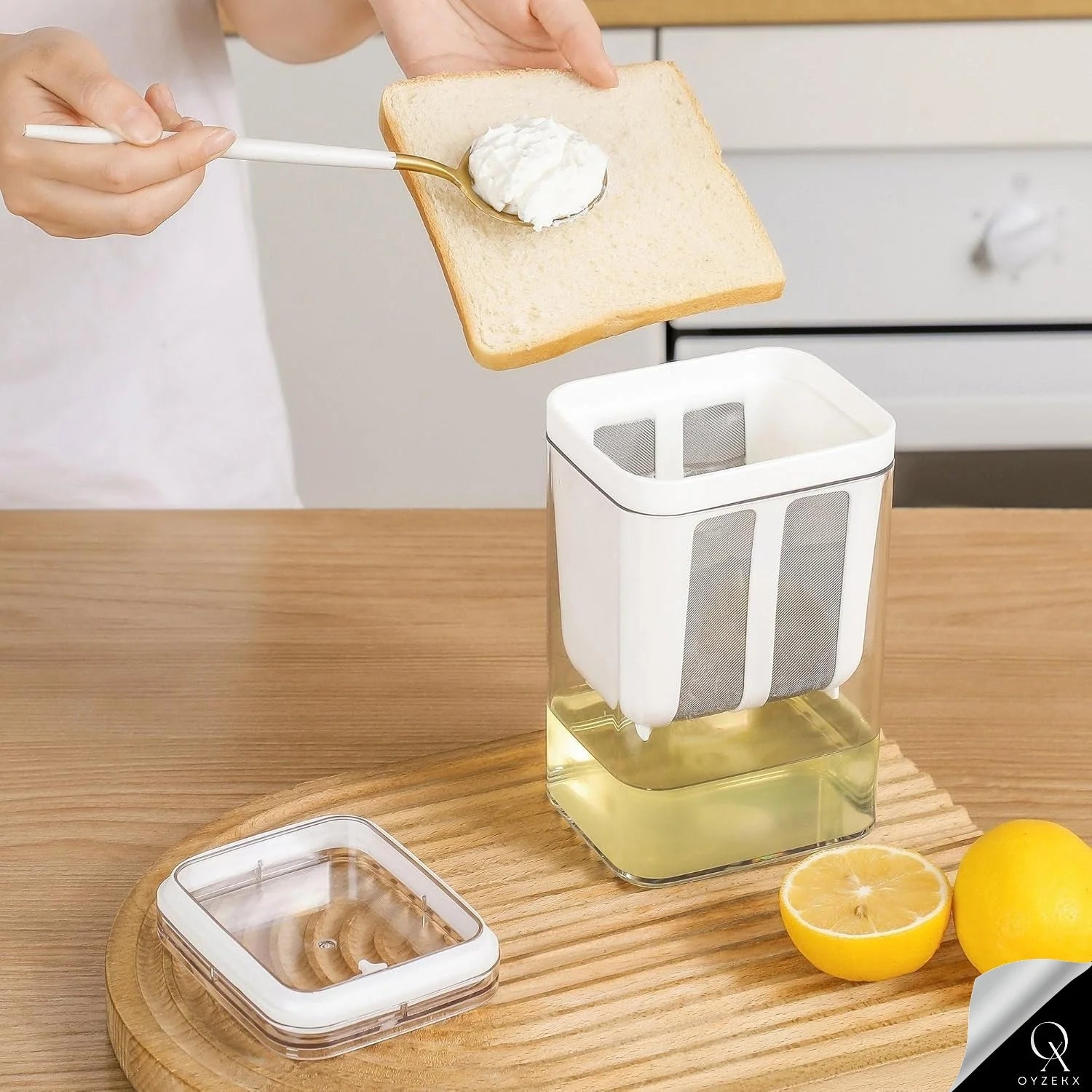 OyzekX Greek Yogurt & Curd Maker - 1100ml Fine Mesh Strainer with Lid | Multifunctional yogurt Filter | Curd Maker for Home | Whey Separator | Perfect for Homemade Yogurt, Curd, Cheese