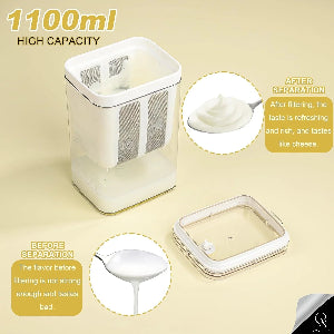 OyzekX Greek Yogurt & Curd Maker - 1100ml Fine Mesh Strainer with Lid | Multifunctional yogurt Filter | Curd Maker for Home | Whey Separator | Perfect for Homemade Yogurt, Curd, Cheese