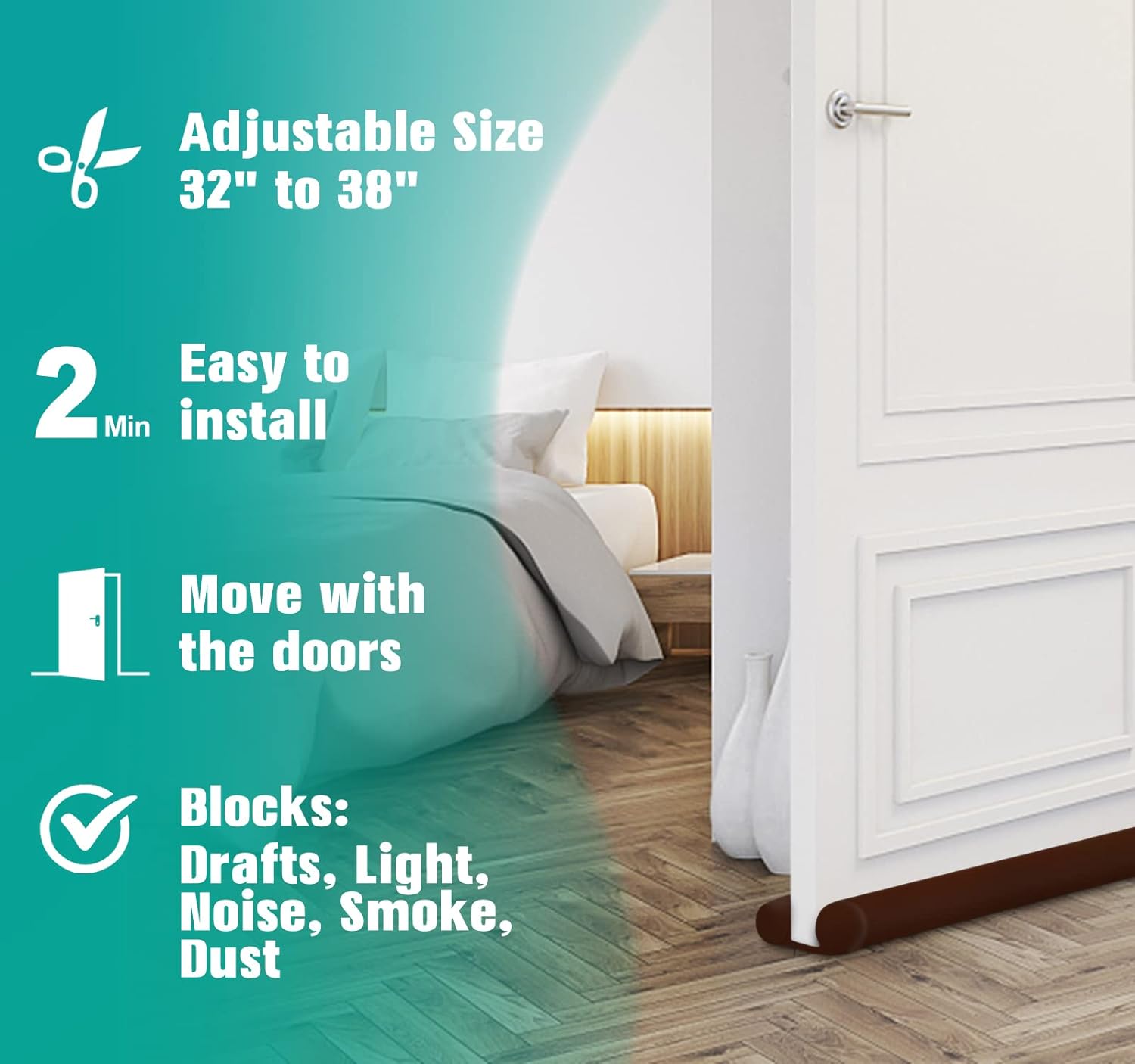 Door Guard (39 Inches) Gap Filler for Door Bottom Seal Strip, Sound Proof, Reduce Noise, Energy Saving Door Stopper for Reduce Door Dust, Insects Protector (Pack of 1)