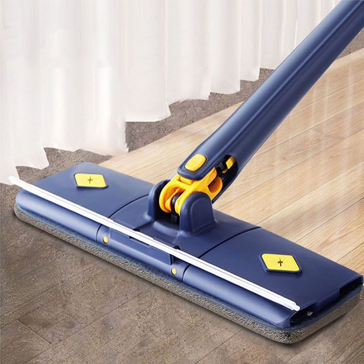 Flat Microfiber Floor Cleaning Mop with Scraper with 360 Rotating Head, Self-Wringings Hands-Free Automatic Water Squeezing Mop for Floors,Kitchen,Wall,Bathroom,Toilet Household Cleaning Mop