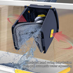 Flat Microfiber Floor Cleaning Mop with Scraper with 360 Rotating Head, Self-Wringings Hands-Free Automatic Water Squeezing Mop for Floors,Kitchen,Wall,Bathroom,Toilet Household Cleaning Mop