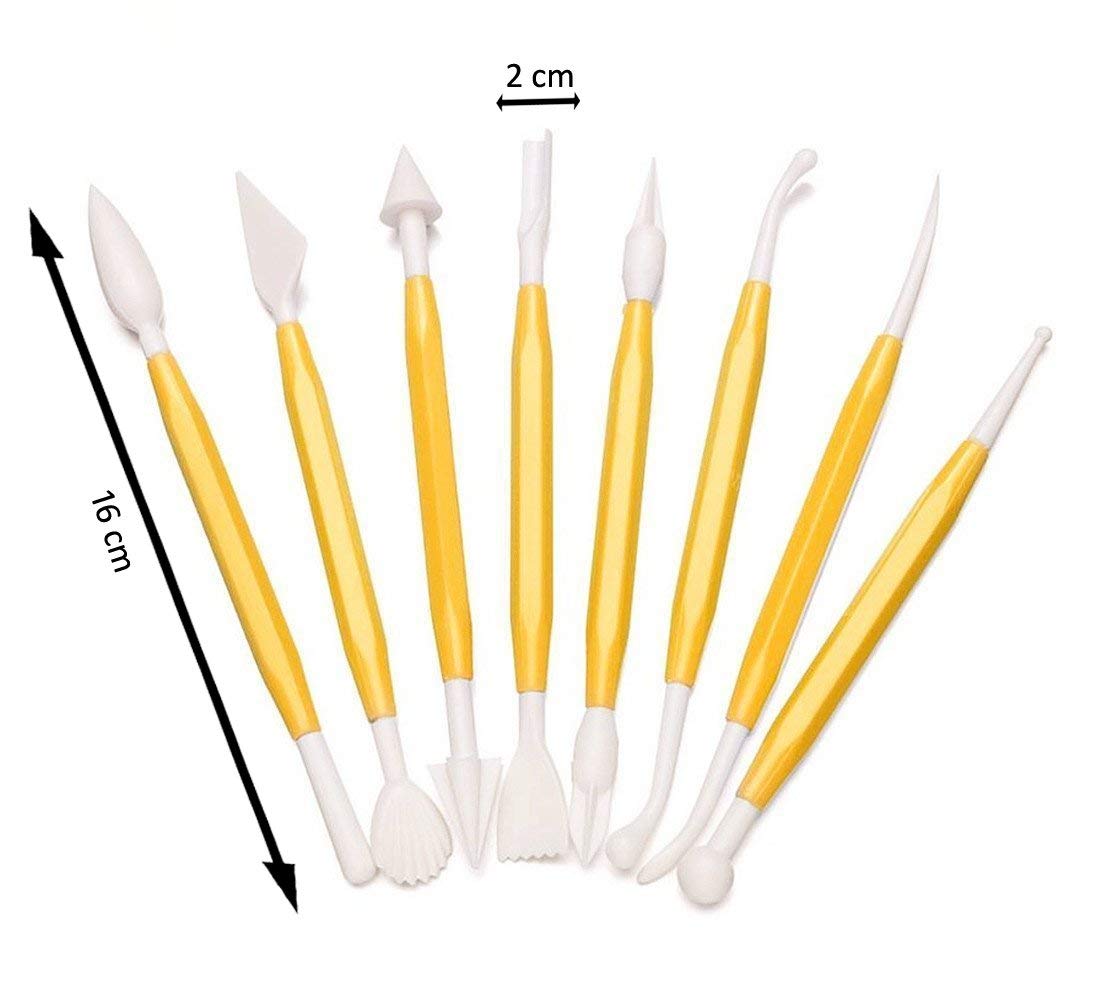 Package of 8 with 16 Different Shapes Exclusive Modeling Set for Fondant Gum Paste Sugar Craft and Cake Decoration Clay Modelling Tools Set, Blue
