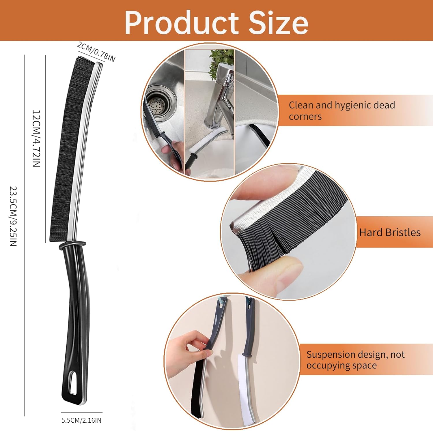 Mini Gap Cleaning Brush (Pack of 3) Hard Bristle Gap Brush for Cleaning Multipurpose Crevice Cleaning Brush Dead Corner Cleaning Brush Used for Home Toilet Bathroom Kitchen Tiles Window Slot