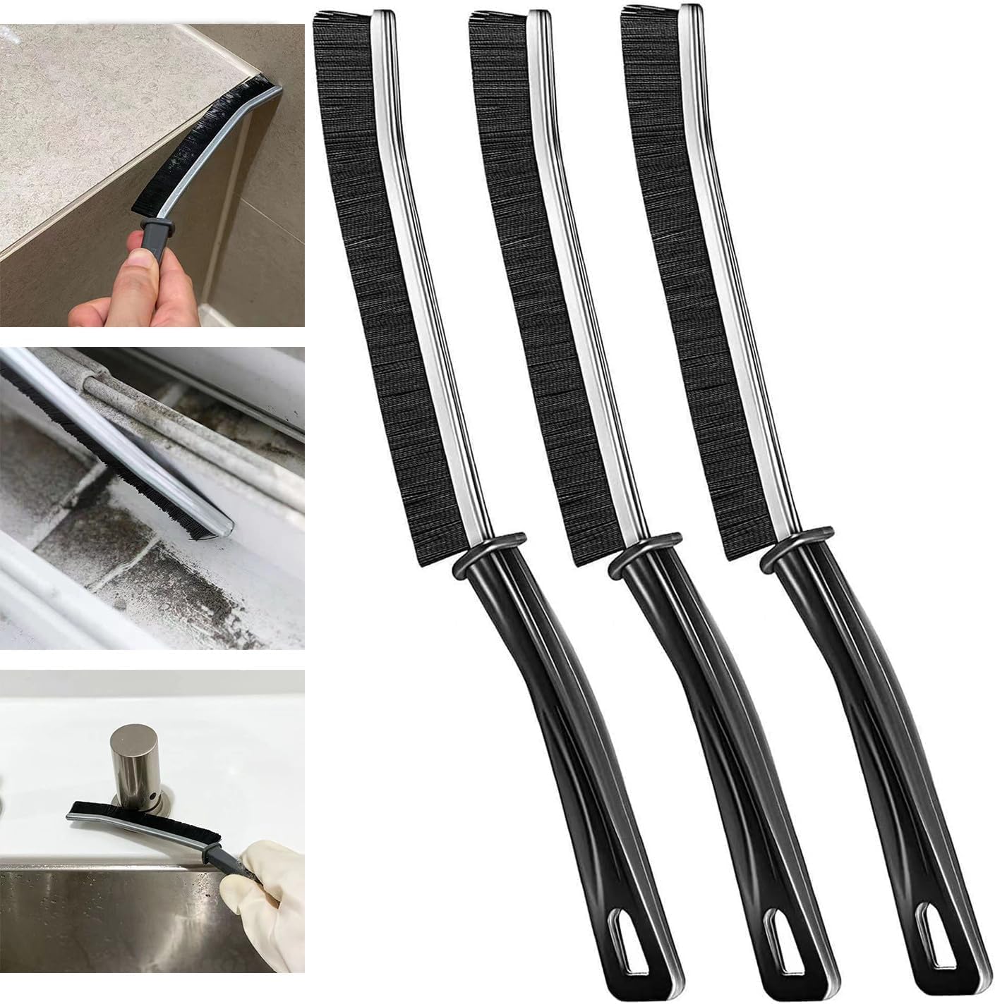 Mini Gap Cleaning Brush (Pack of 3) Hard Bristle Gap Brush for Cleaning Multipurpose Crevice Cleaning Brush Dead Corner Cleaning Brush Used for Home Toilet Bathroom Kitchen Tiles Window Slot
