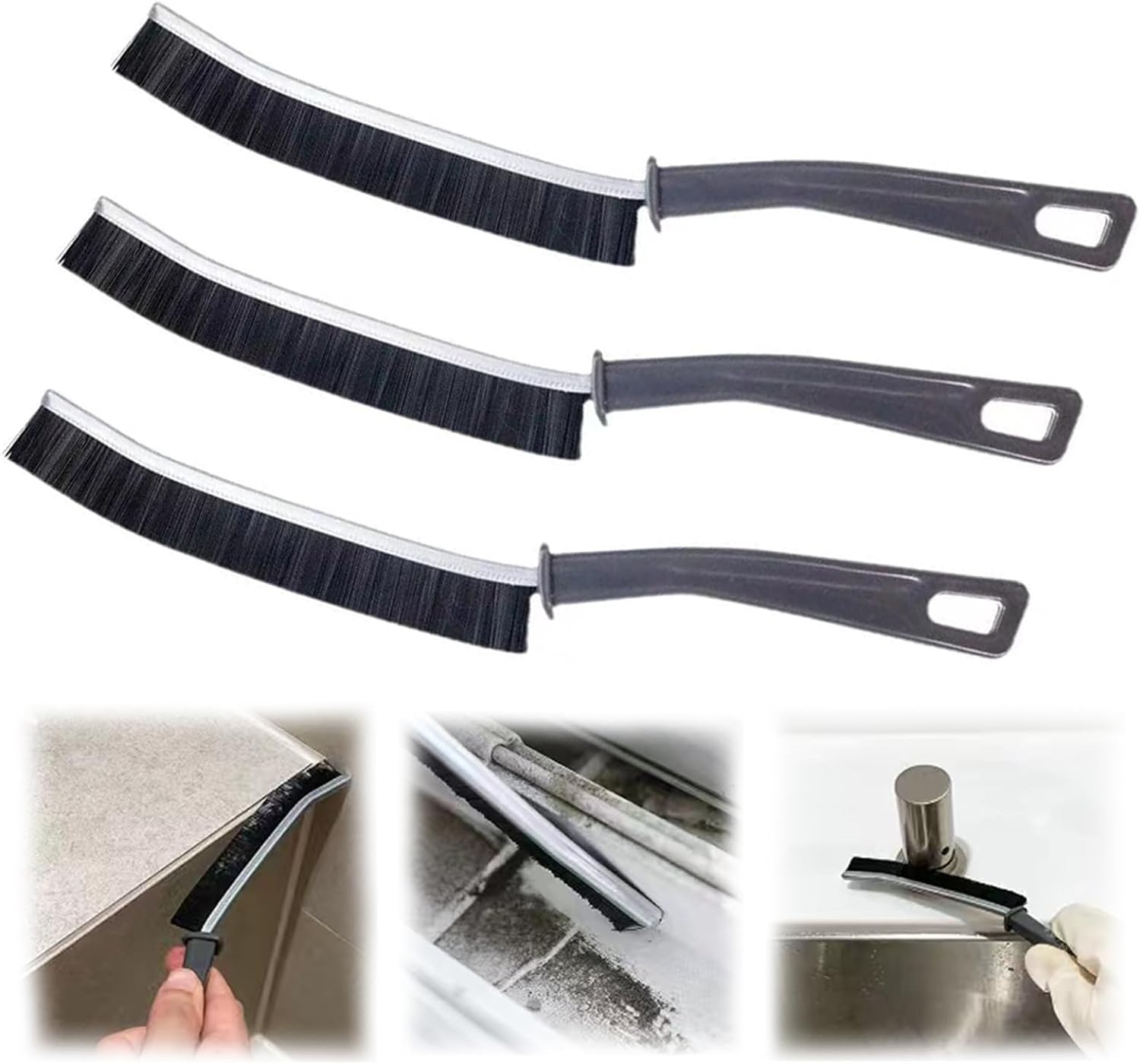 Mini Gap Cleaning Brush (Pack of 3) Hard Bristle Gap Brush for Cleaning Multipurpose Crevice Cleaning Brush Dead Corner Cleaning Brush Used for Home Toilet Bathroom Kitchen Tiles Window Slot