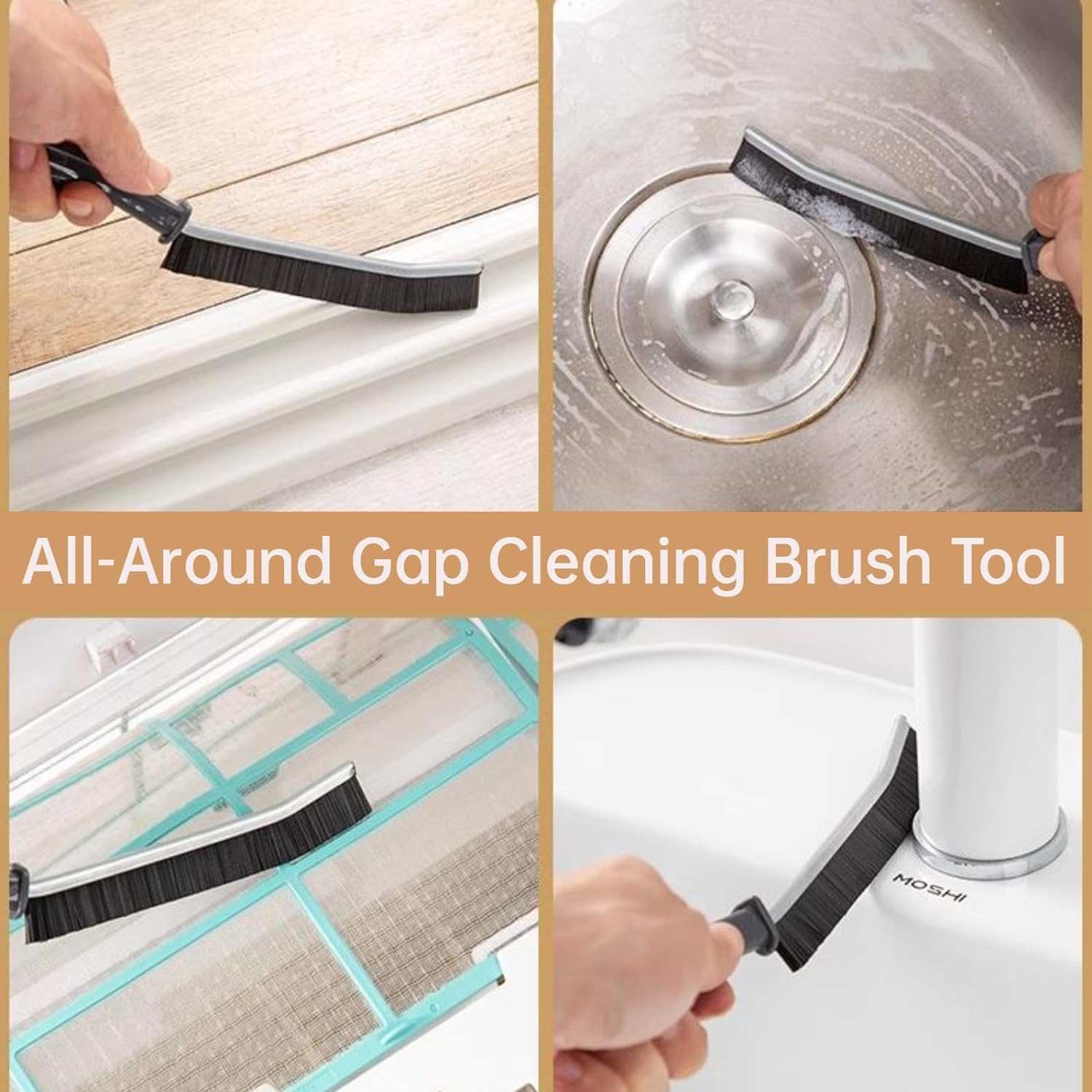 Mini Gap Cleaning Brush (Pack of 3) Hard Bristle Gap Brush for Cleaning Multipurpose Crevice Cleaning Brush Dead Corner Cleaning Brush Used for Home Toilet Bathroom Kitchen Tiles Window Slot
