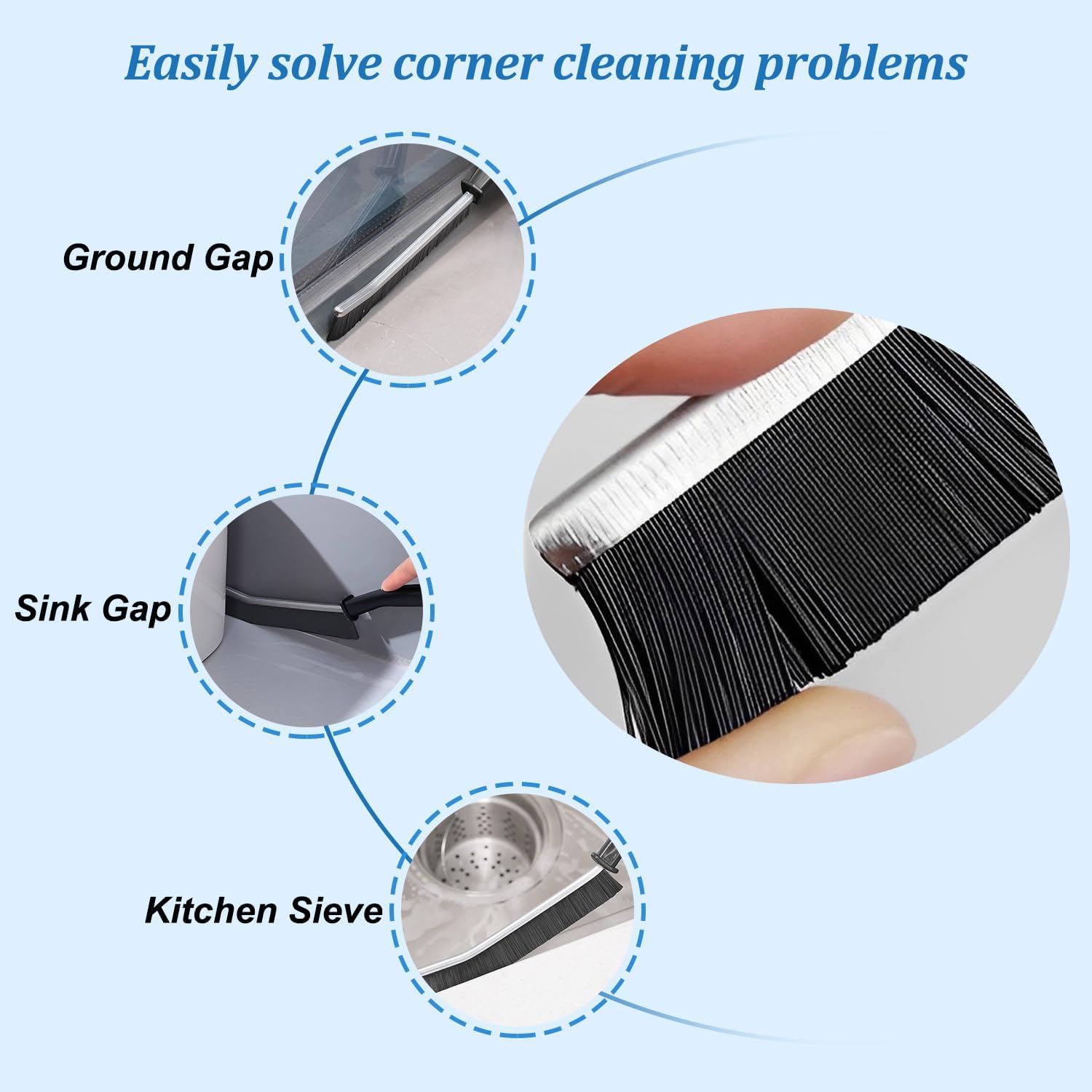 Mini Gap Cleaning Brush (Pack of 3) Hard Bristle Gap Brush for Cleaning Multipurpose Crevice Cleaning Brush Dead Corner Cleaning Brush Used for Home Toilet Bathroom Kitchen Tiles Window Slot