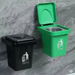 Wall-Mounted, No-Nail Dual-Use Trash Can And Ashtray with a Lid to Prevent Ash from Flying Suitable for Living Rooms, Bedrooms, Bathrooms, Public Restrooms & Offices