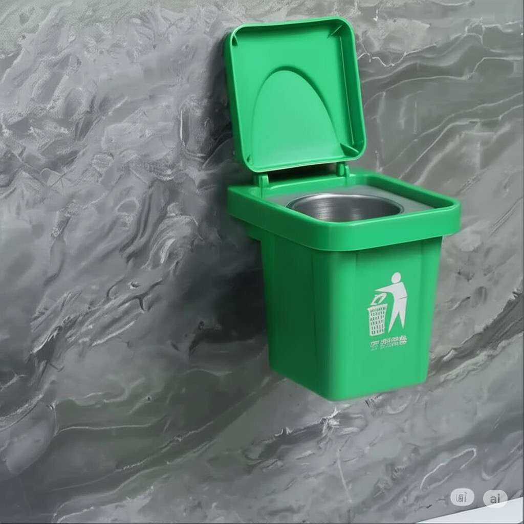 Wall-Mounted, No-Nail Dual-Use Trash Can And Ashtray with a Lid to Prevent Ash from Flying Suitable for Living Rooms, Bedrooms, Bathrooms, Public Restrooms & Offices