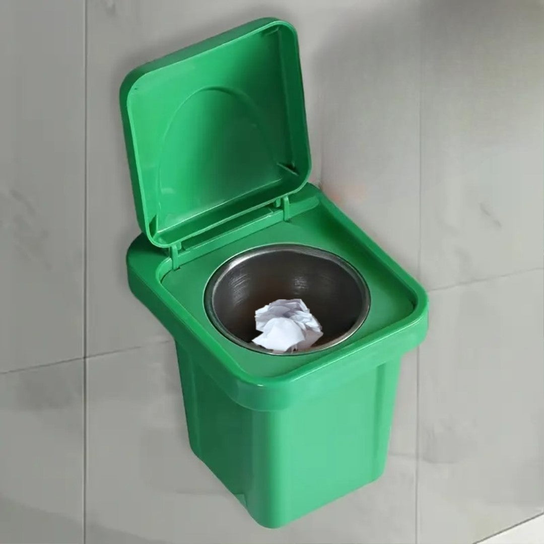 Wall-Mounted, No-Nail Dual-Use Trash Can And Ashtray with a Lid to Prevent Ash from Flying Suitable for Living Rooms, Bedrooms, Bathrooms, Public Restrooms & Offices